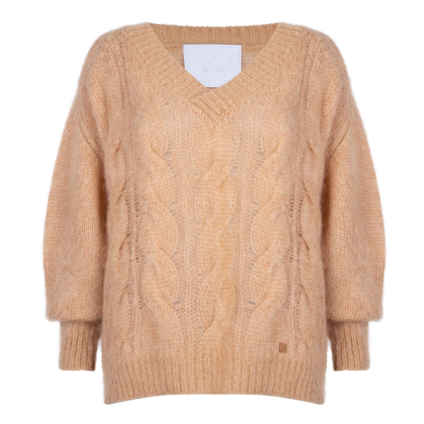 Sweter z dekoltem COZY carmel