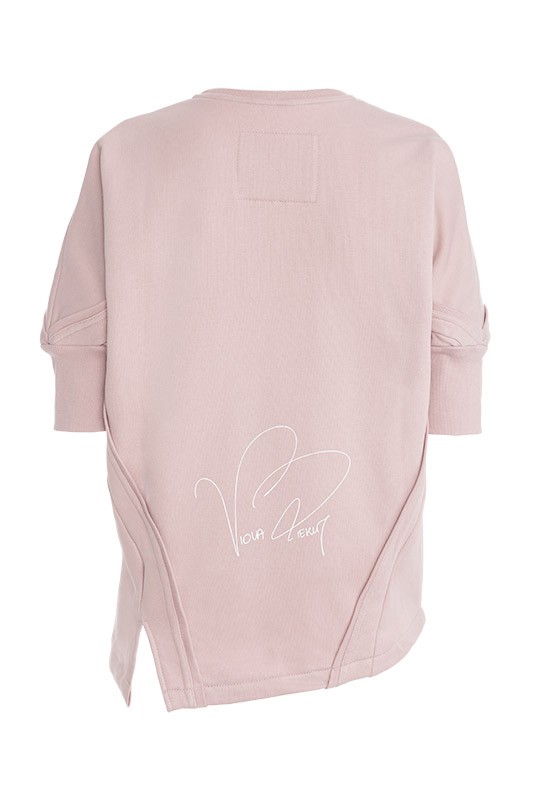 Bluza dresowa krótki rękaw pudrowy róż Bluza dresowa krótki rękaw pudrowy róż
