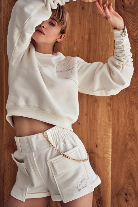 Bluza z marszczeniami ECRU SHORT