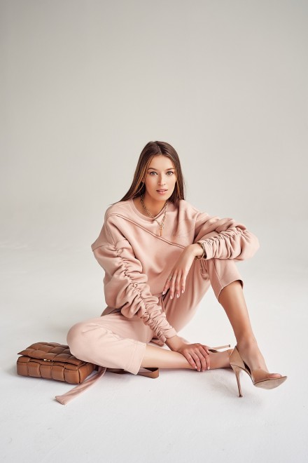 Bluza z marszczeniami POWDER PINK SHORT