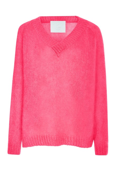 Sweter z dekoltem FUKSJA