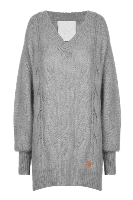 Sweter z dekoltem COZY szary