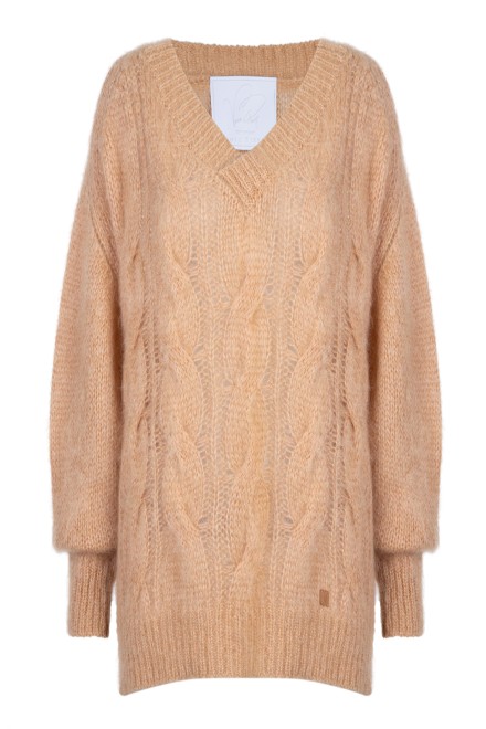 Sweter z dekoltem COZY carmel