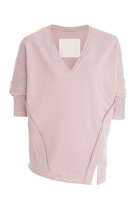 Bluza dresowa krótki rękaw pudrowy róż