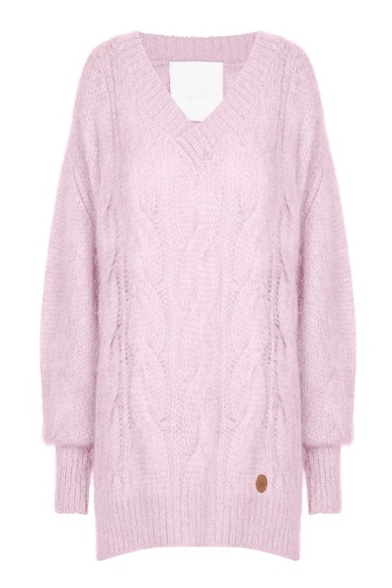 Sweter z dekoltem COZY pudrowy róż