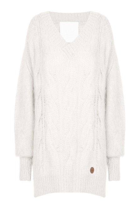 Sweter z dekoltem COZY ecru